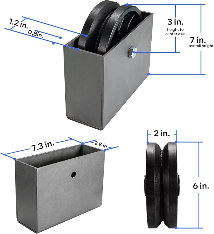 Rueda V 6x2" hierro fundido 2000lb puerta deslizante