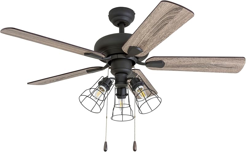 Ventilador techo LED 42pulg estilo industrial bronce