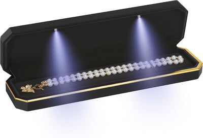 Collar LED cadena larga caja regalo terciopelo organizadora