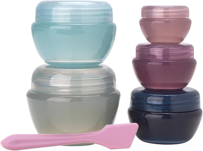 5 Pzas Tarros Cónicos Viaje con Tapa y Espátula Multicolor