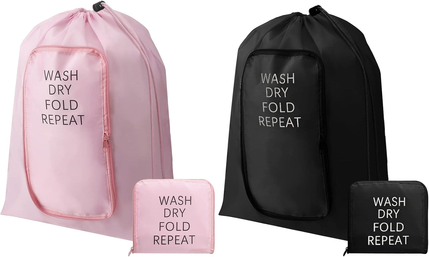 2 Pzas Bolsa Lavandería Viaje 22x18" Rosa Negro