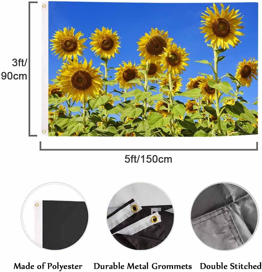 Bandera girasol 3x5ft para jardín y oficina