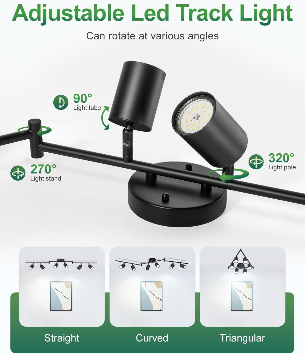 Iluminación pista 6 vías luz negra cocina sala