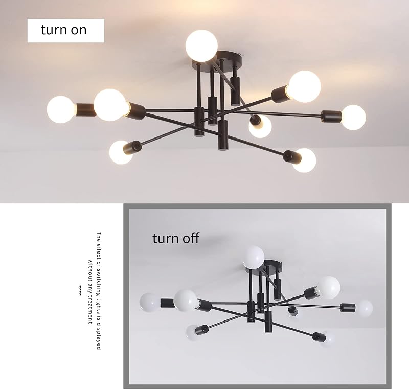 Lámpara techo sputnik industrial 8 luces negra