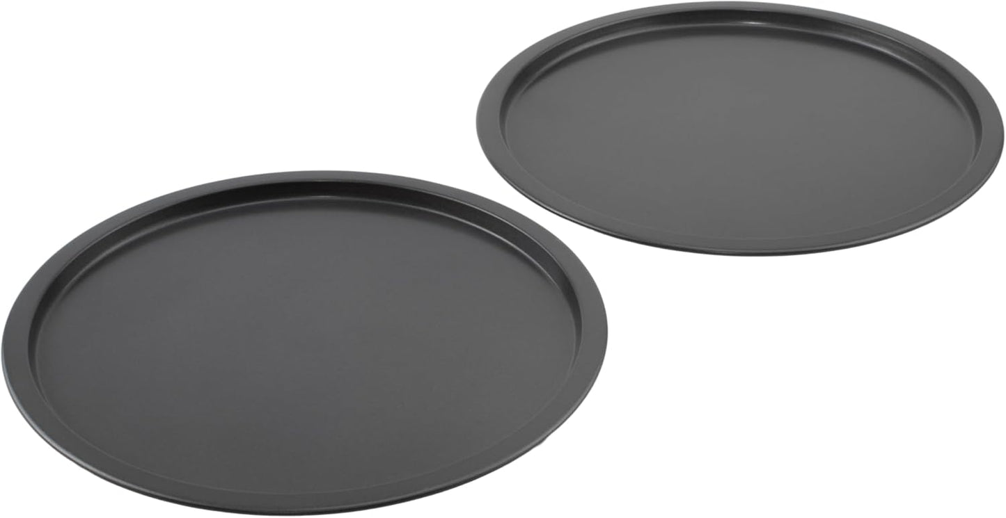 Set 2 bandejas pizza antiadherentes acero 10pulg gris