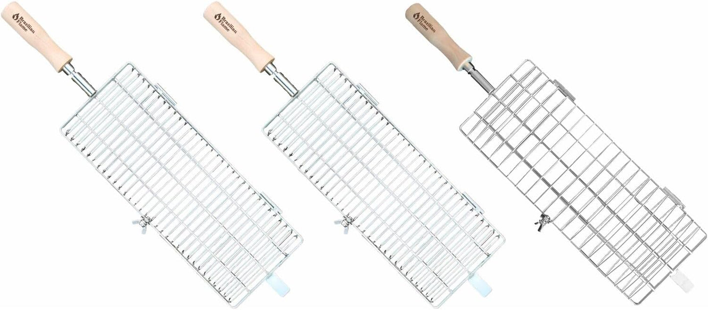 Cestas asador comp 3 brochetas 5 pinchos parrilla portatil
