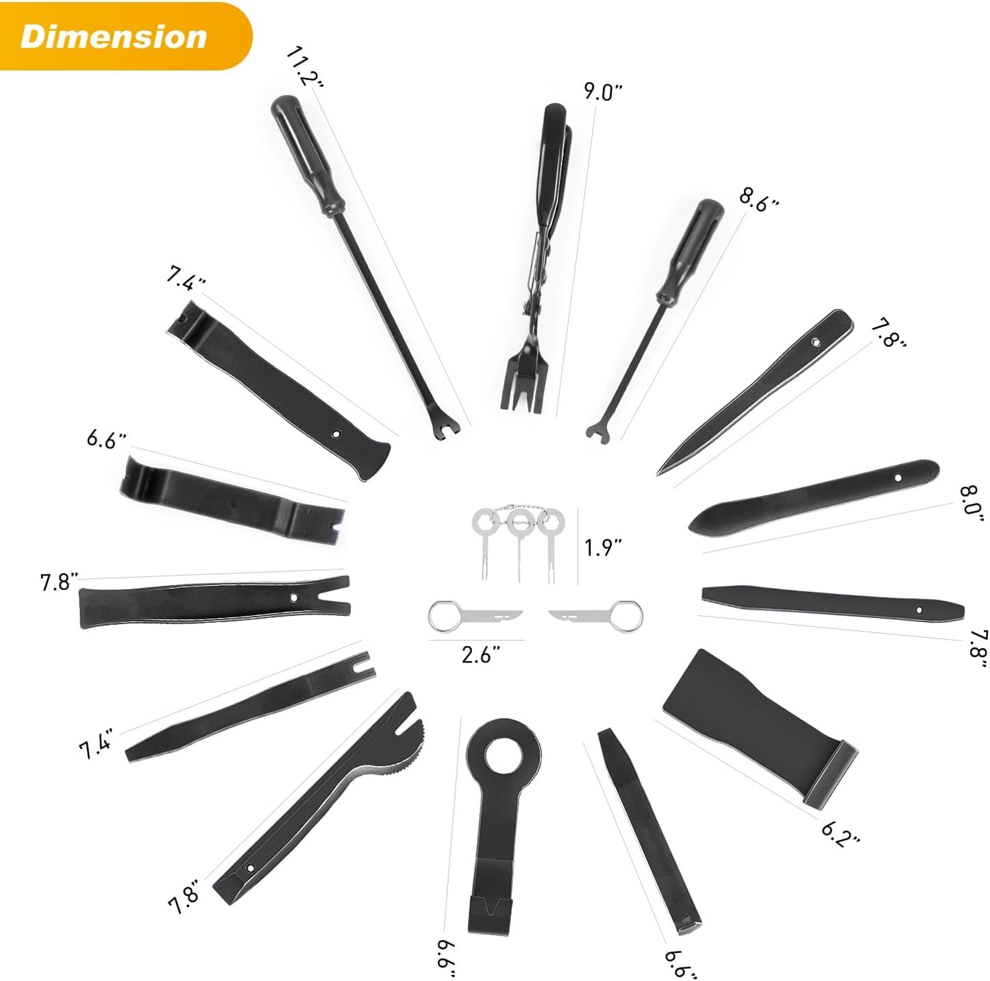 Set 19 herramientas desmontar molduras coche con bolsa