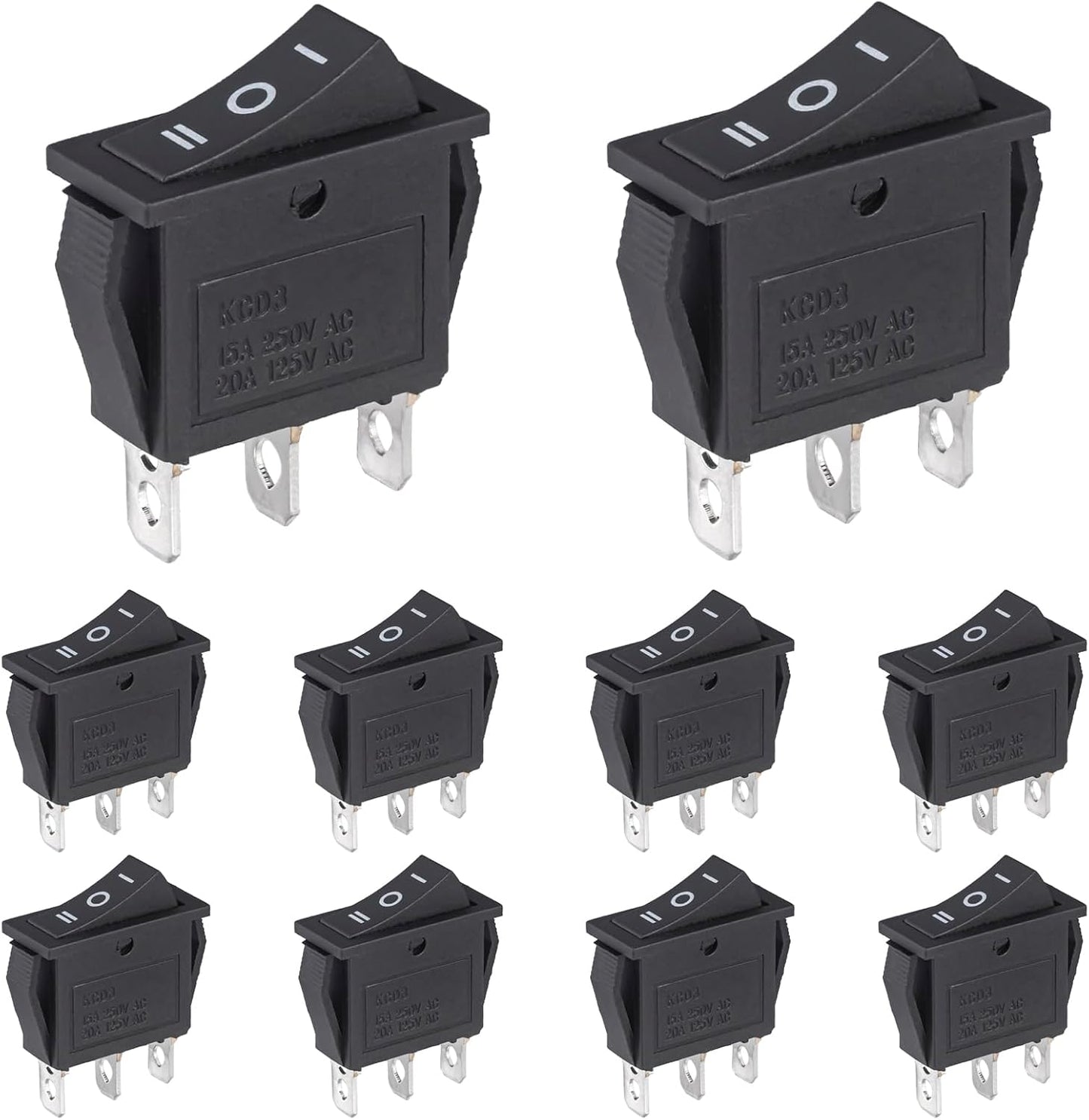 10 Pzas Interruptor Basculante 3 Pines 20-250V CA 3 Posiciones Mini