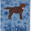 Bandera bienvenida labrador chocolate manga grande poliéster