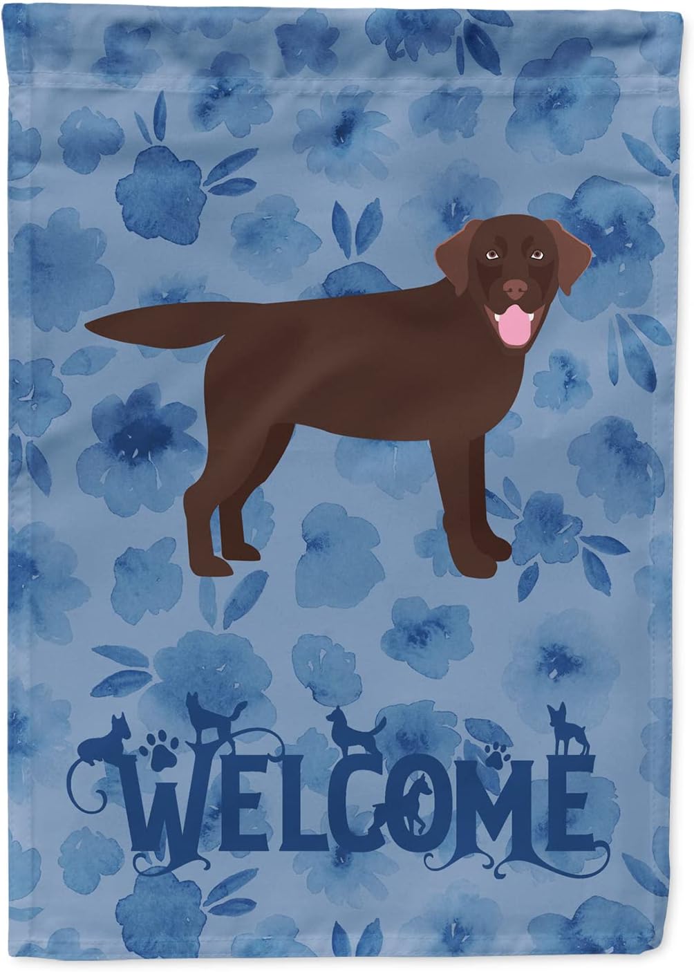 Bandera bienvenida labrador chocolate manga grande poliéster
