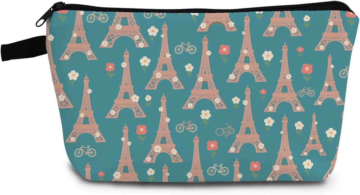 Bolsa organizadora maquillaje Eiffel azul y verde