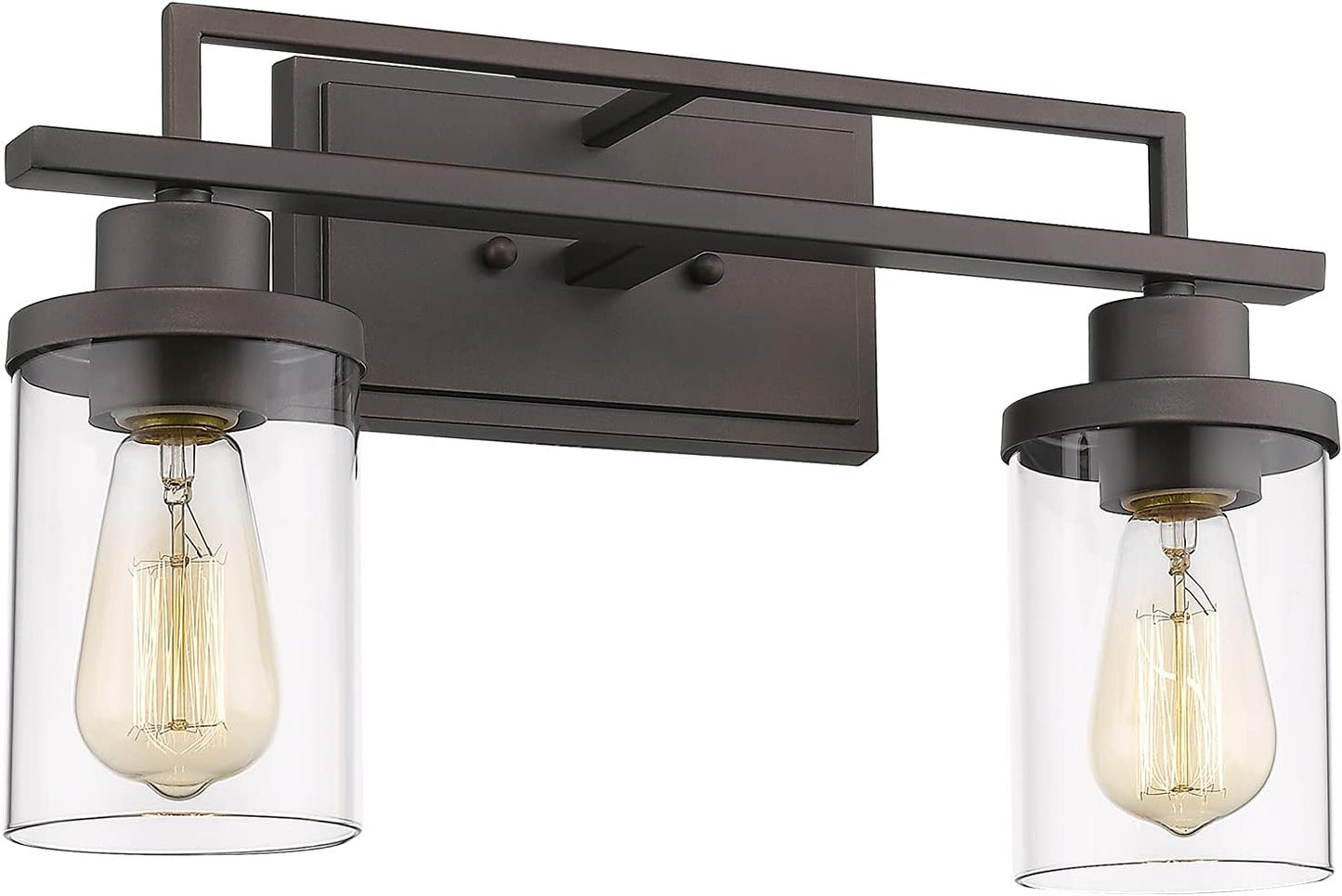 Lámpara baño 2 luces bronce aceitado vidrio transparente