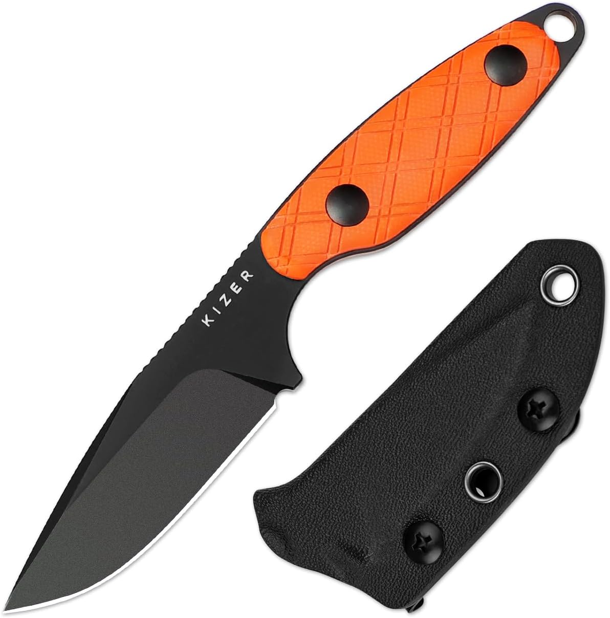 Cuchillo EDC hoja D2 3.15pulg mango G10 naranja
