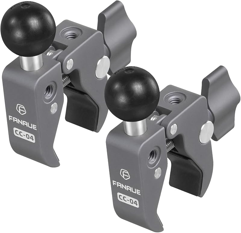 2 Bases Montaje Abrazadera Aluminio Bola 1pulg Rieles 0.5-2pulg Comp RAM