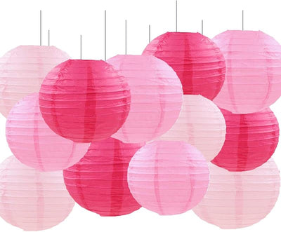 Faroles papel rosa 4-10 pulg redondos para boda cumpleaños
