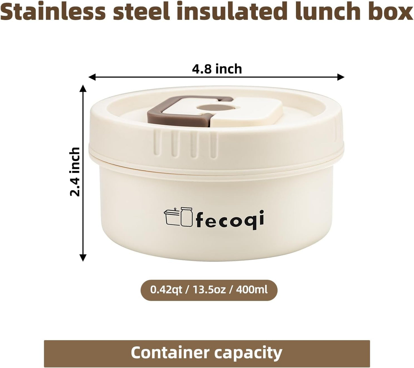 Set 4 Contenedores Alimentos Redondos Apto Microondas 13oz Beige