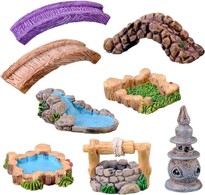 8 Pzas Mini Faro Puente Terrario Accesorio Decorativo
