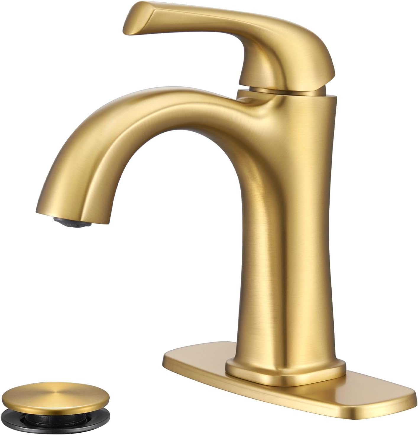 Grifo baño oro cepillado un solo orificio manguera