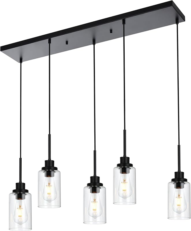 Lámpara colgante isla cocina 5 luces vidrio