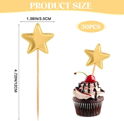 50 Adornos Dorados para Cupcakes Estrellas Bodas Compromisos