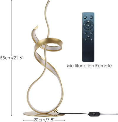 Lámpara mesa LED espiral dorada 24W control táctil