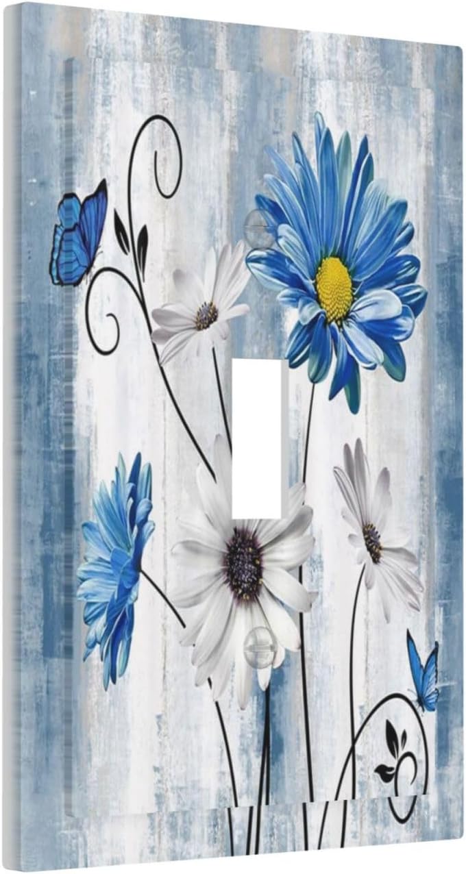 Cubiertas interruptor 1 gang florales azul turquesa rústico