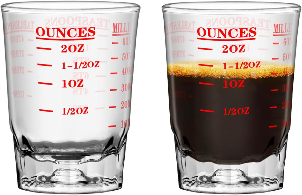 2 Vases Medidores Vino Espresso 2.0oz Rojo