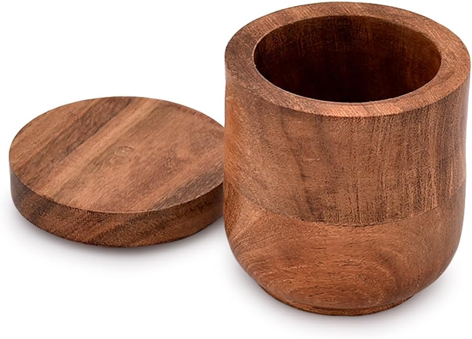 Caja joyas madera acacia para anillos boda aniversario 3x3"