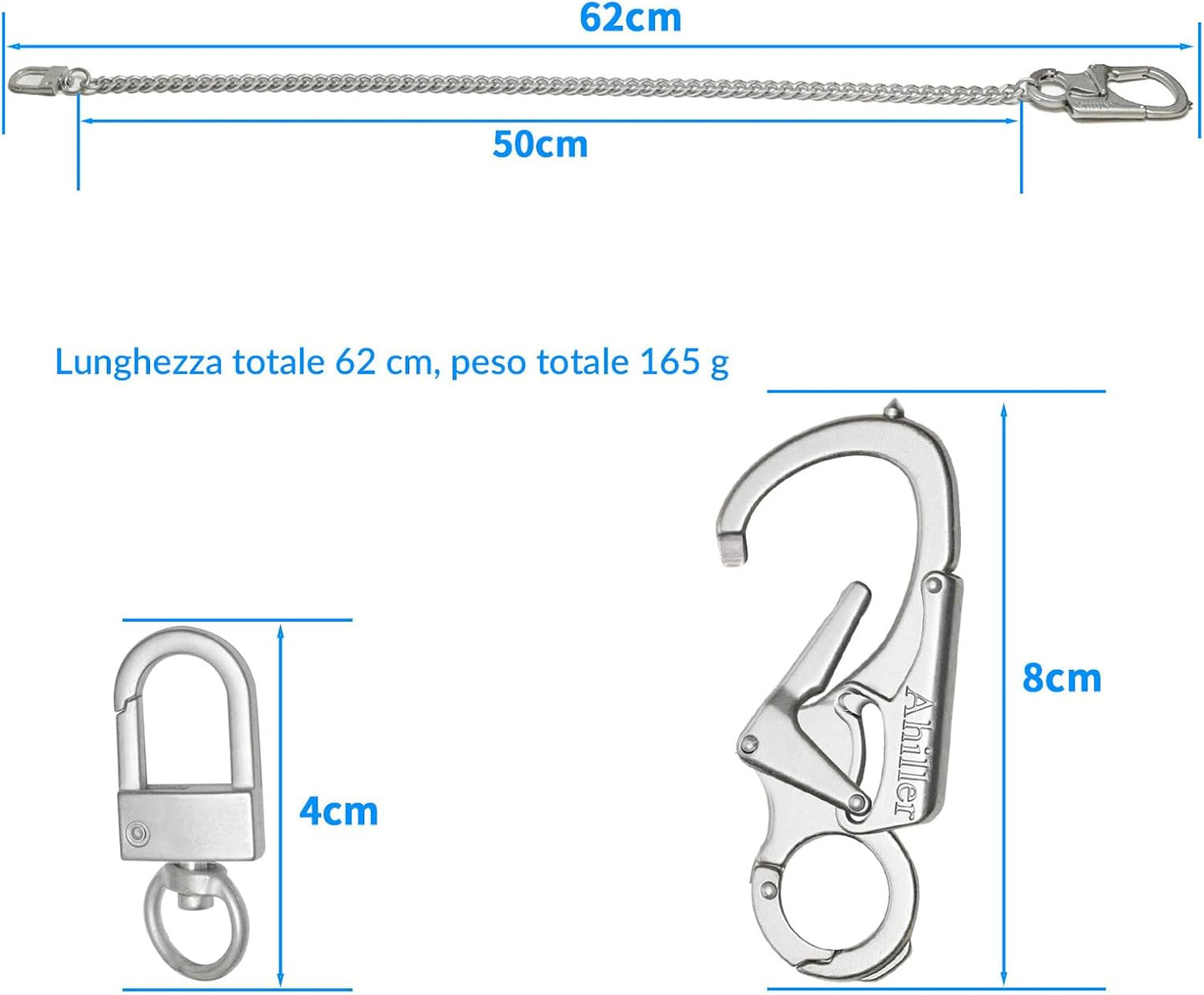 Cadena cartera hombre mosquetón acero resistente