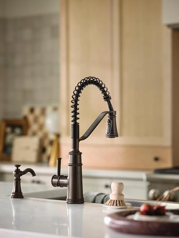 Grifo cocina bronce aceitado moderno con resorte y