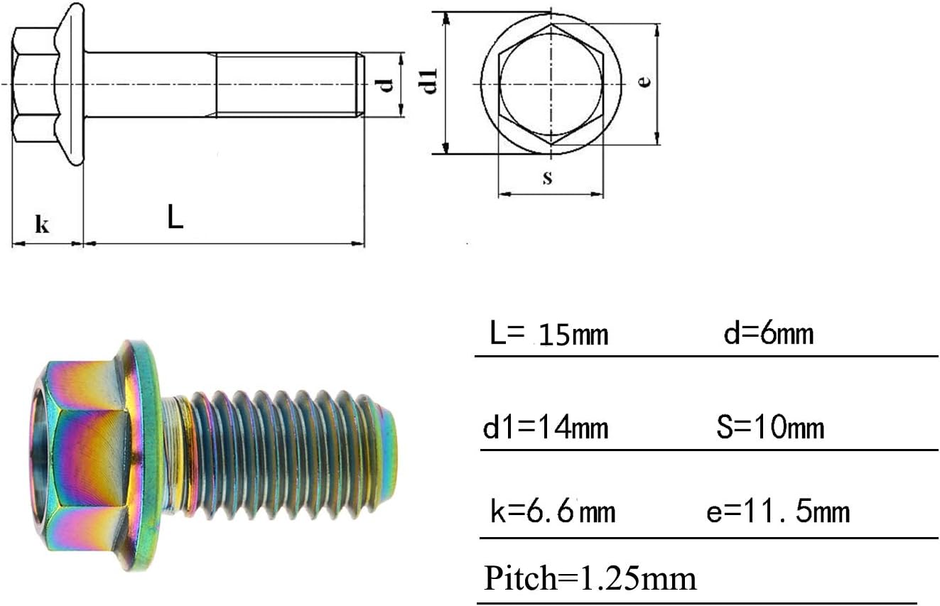 Perno hex M8x15mm titanio pack 4