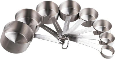 Set 9 Tazas Medidoras Acero Inox 18/8
