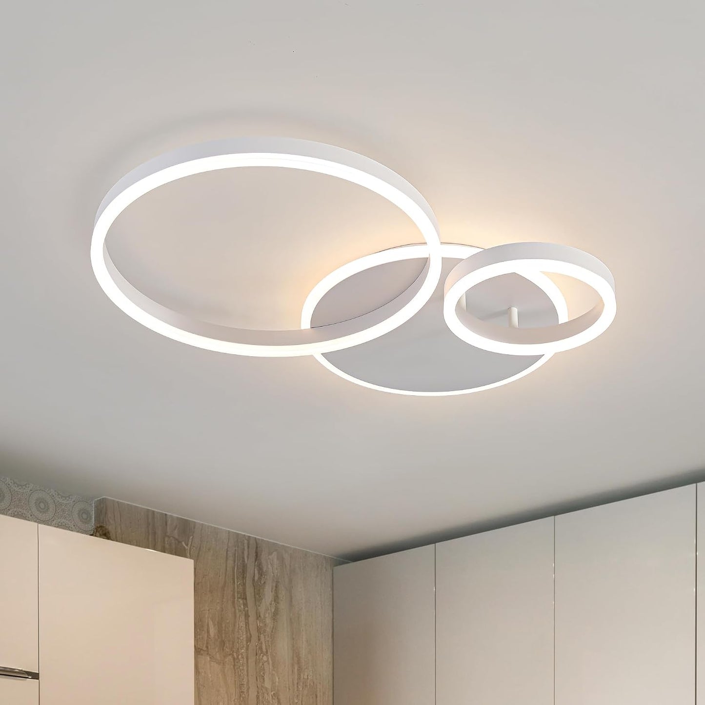 Lámpara araña LED 3 anillos acrílico 25.59pulg regulable