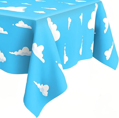 Mantel cumpleaños nubes blancas cielo azul 54x108pulg