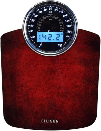 Báscula 2en1 digital analógica 400lb vidrio rojo