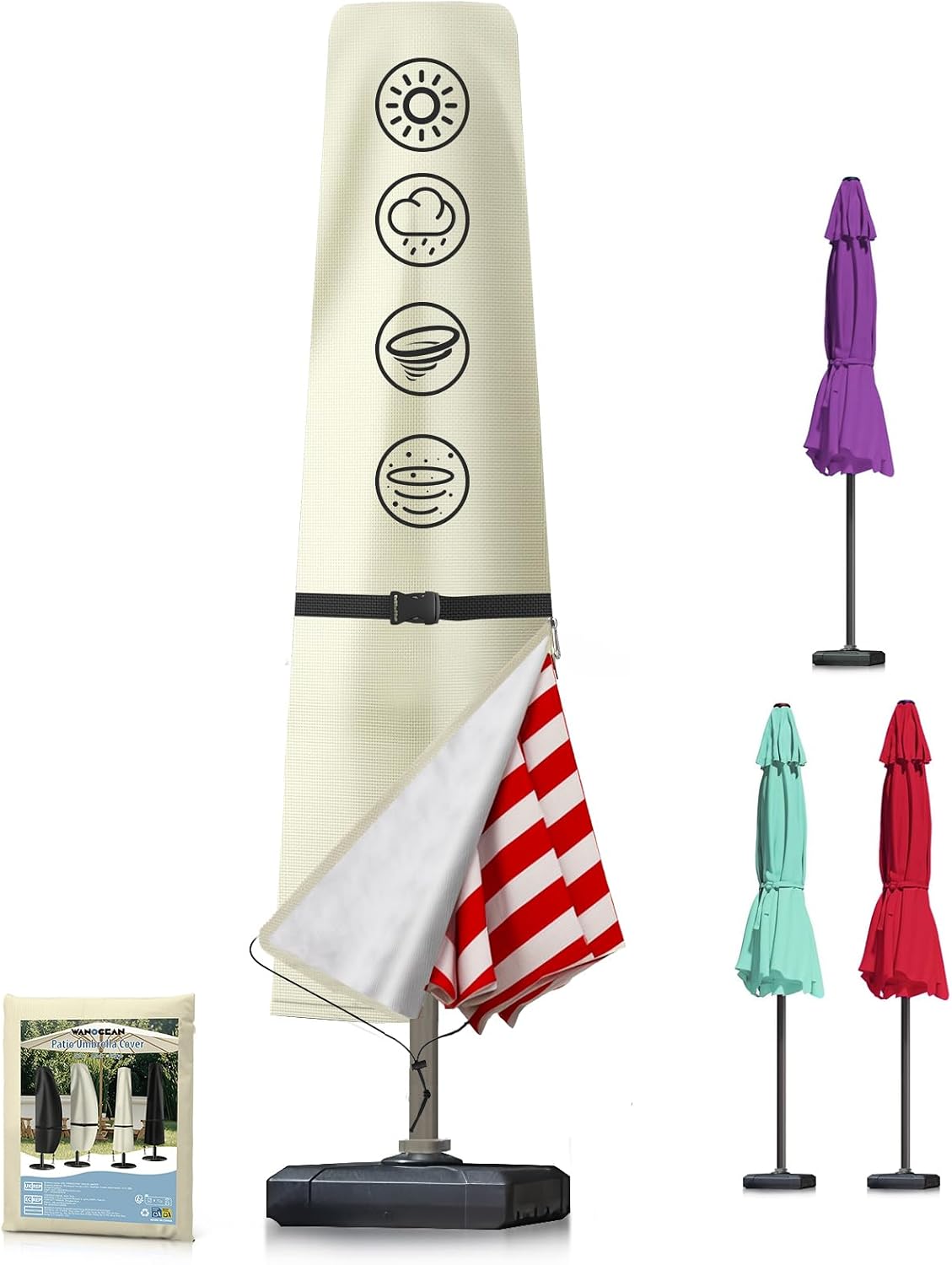 Funda sombrilla patio impermeable resistente viento 7-11ft