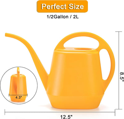 Regadera plástico 1/2gal mango cómodo boquilla larga color amarillo