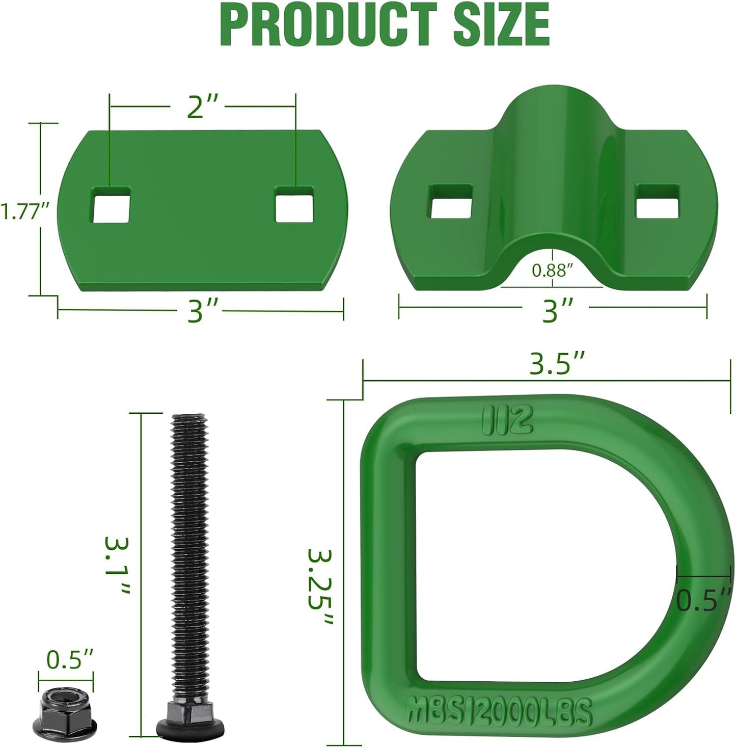 Anclajes D 1/2" acero resistente 12000lb para remolques