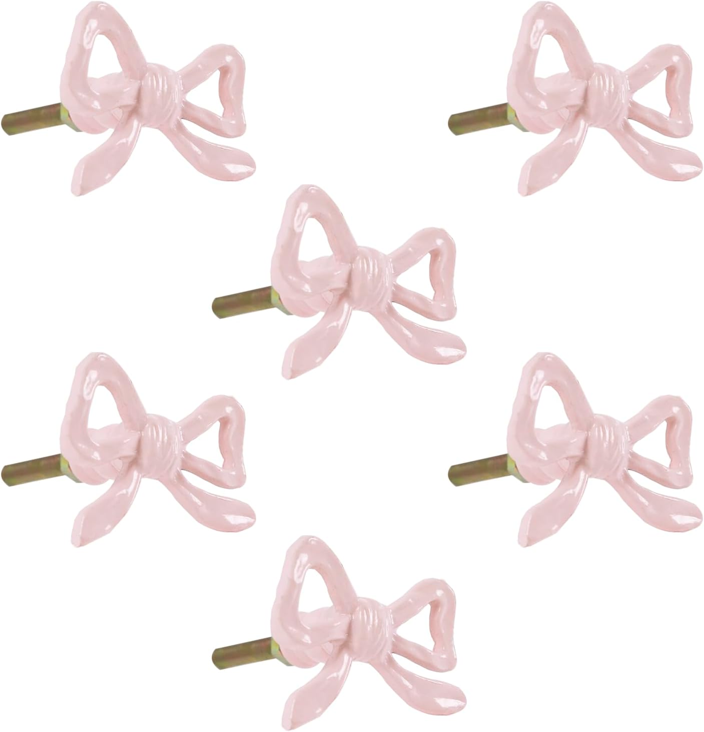 Juego 6 perillas cajón estilo arco rosa metálico