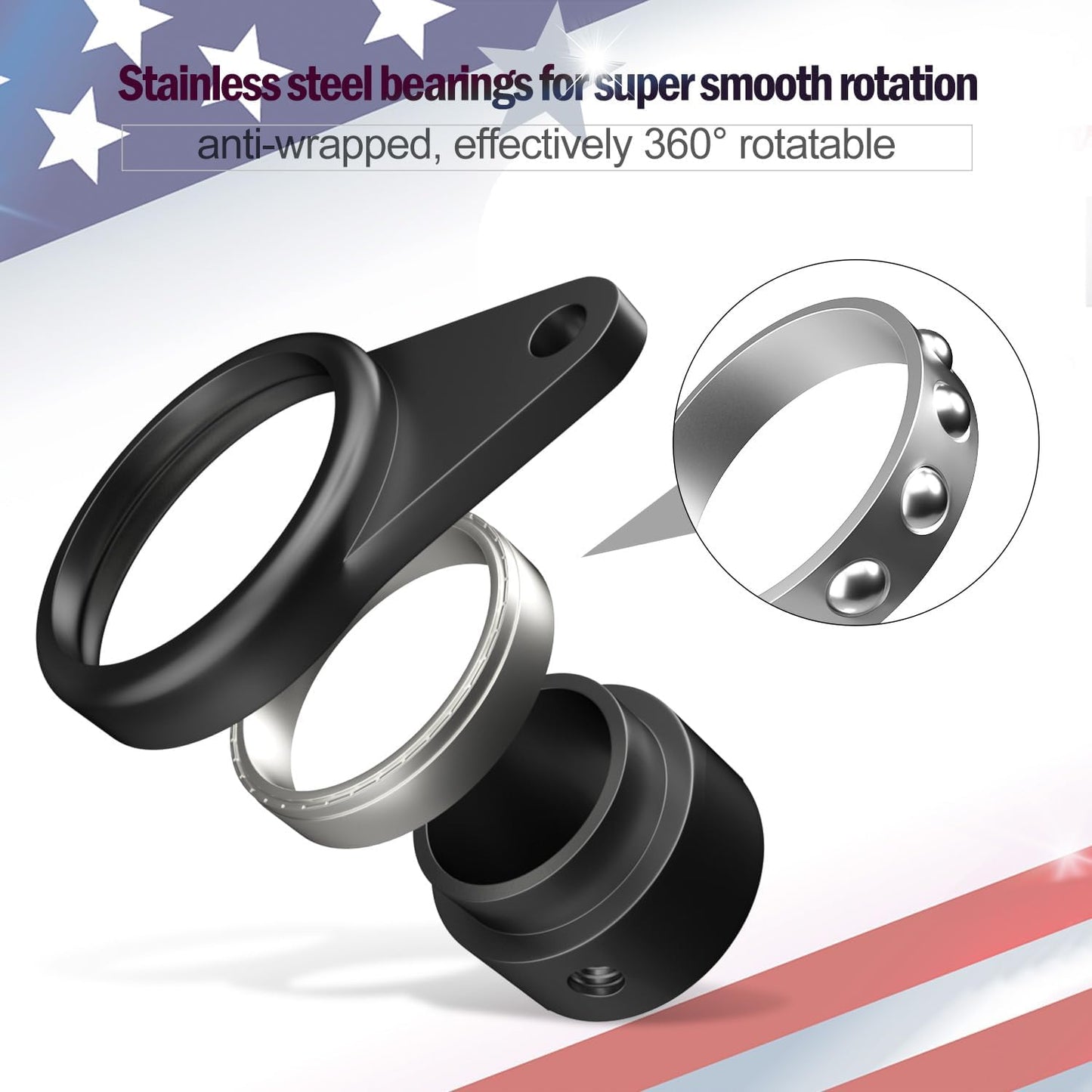 Set anillos asta bandera aluminio giratorio 360°