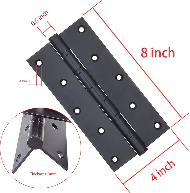 2 Bisagras Puerta Acero Inox 8" Negro Mate