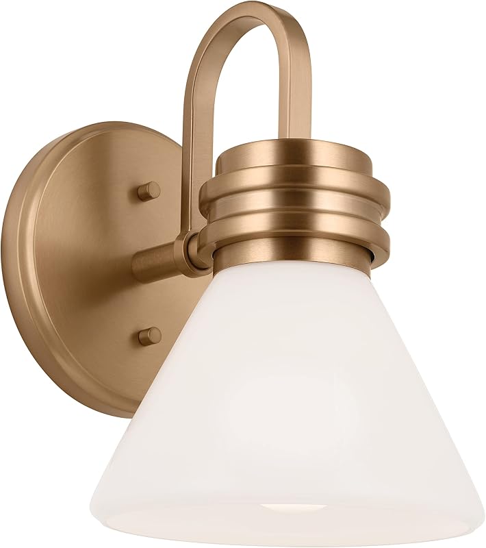 Aplique pared 9.5pulg luz cristal opalino bronce champán