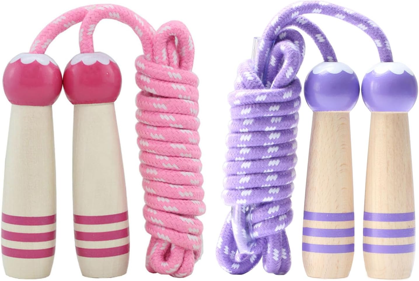 Cuerda saltar ajustable 7pulg algodón mango madera niños