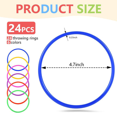 24 Pzas Set Anillos Plástico para Niños Práctica Velocidad