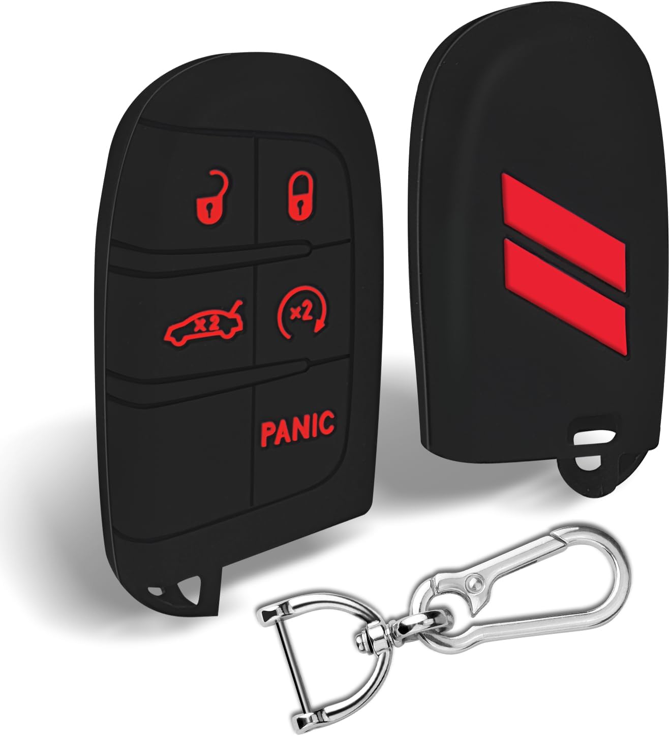 Funda silicona llave auto Dodge 5 botones A-negro rojo