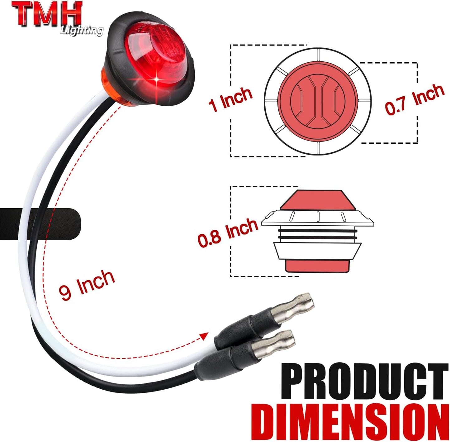 Marcador LED 3/4" 10 luces rojas enchufe universal