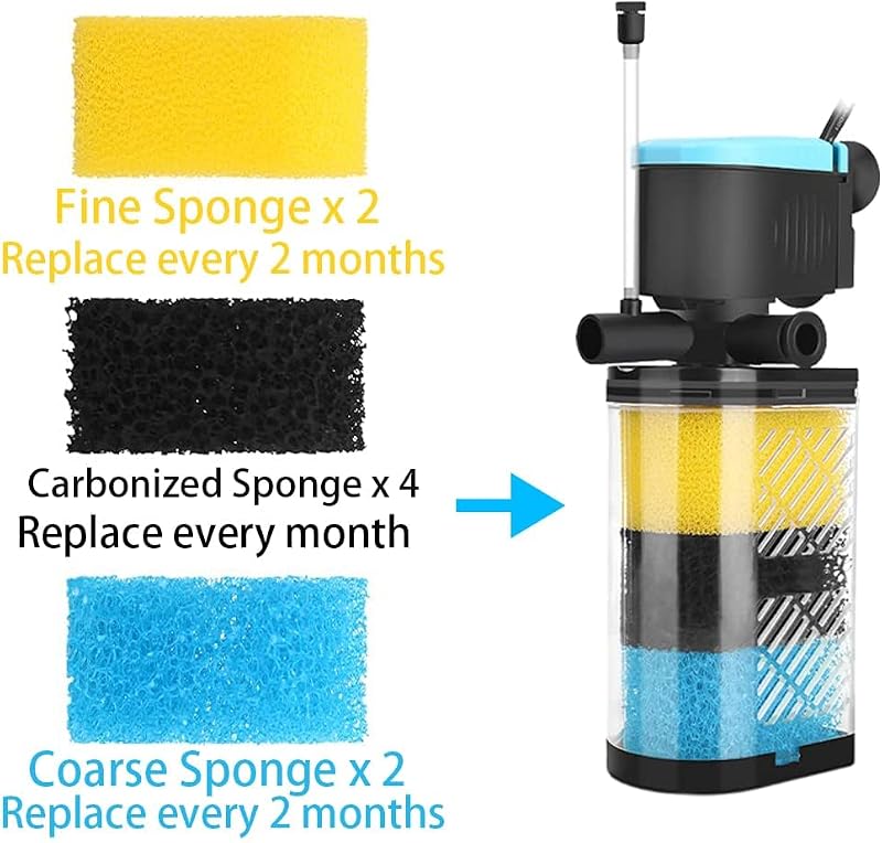 Esponjas filtro acuario 8 bloques 2 gruesas 2 finas 4 carbonizadas