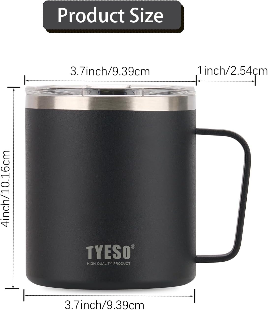 Taza térmica acero inox 14oz con tapa enfriamiento negro