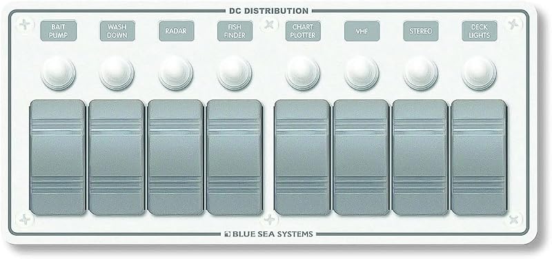 Disyuntor 12V DC 8 Posiciones Panel Blanco