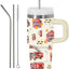 Vaso bomberos acero inox con popote para niños 14oz